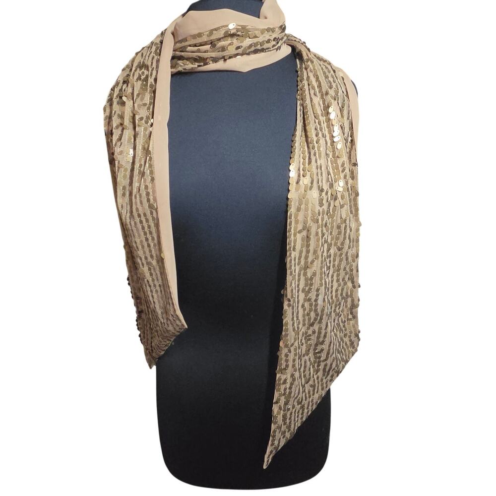 Gold Sequin Accent Scarf One Size